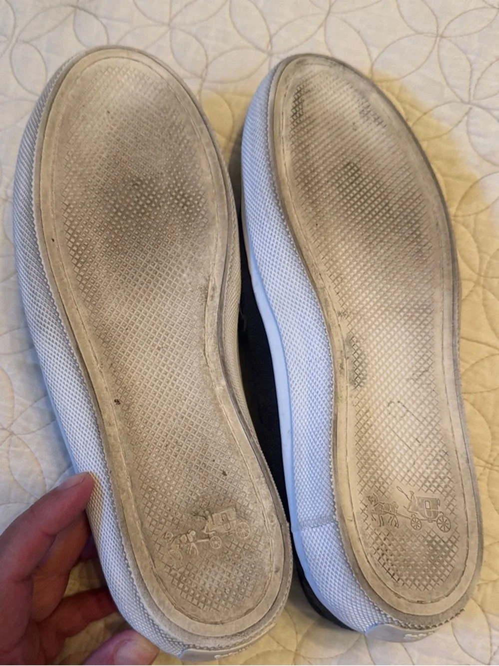 Coach Navy Suede Women's Loafers with Metal Bit